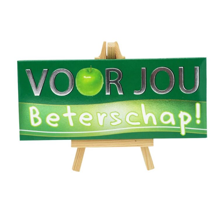 Chocoladereep beterschap met de tekst 'Voor Jou Beterschap'"