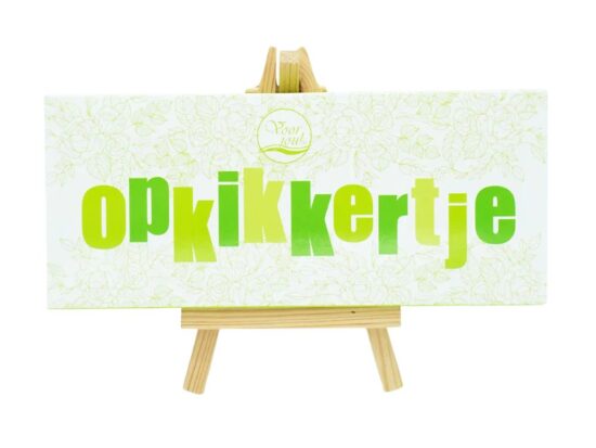 Met de chocolade reep " opkikkertje" bezorg je altijd een glimlach