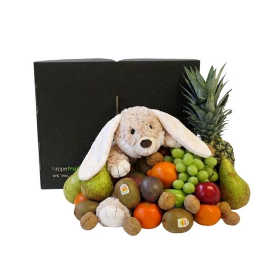 Fruitmand met mooie knuffel