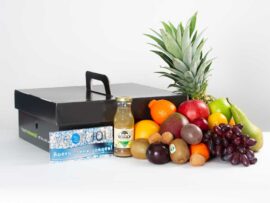 Geboorte fruitmand "Hoera een Jongen" groot
