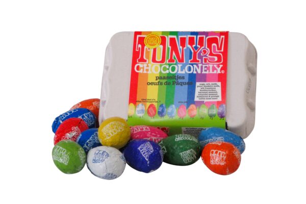 Paasfruitbox Deluxe met vers fruit en Tony’s Chocolonely paaseitjes