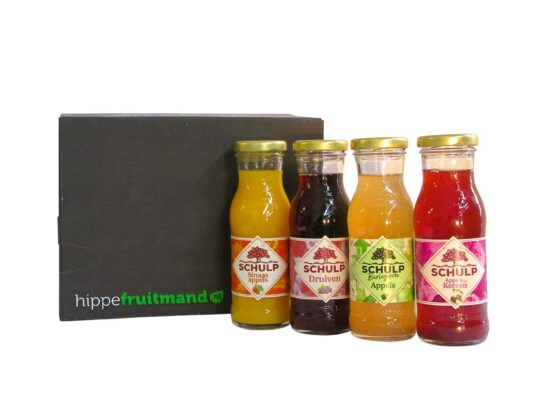 Hippe Fitbox Juicy Edition met 4 flesjes 100% puur sap van Schulp
