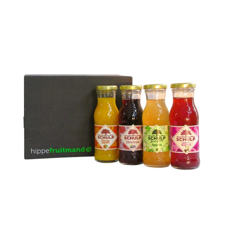 Hippe Fitbox Juicy Edition met 4 flesjes 100% puur sap van Schulp