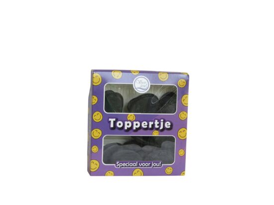 Voor jou Toppertje doosje met heerlijke drop lachebekjes als fruitmand aanvulling en persoonlijk cadeau