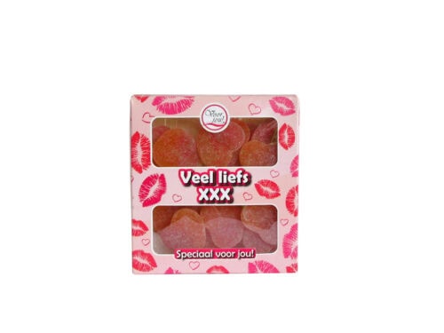 Veel liefs XXX snoephartjes heerlijke aanvulling voor jou fruitmand