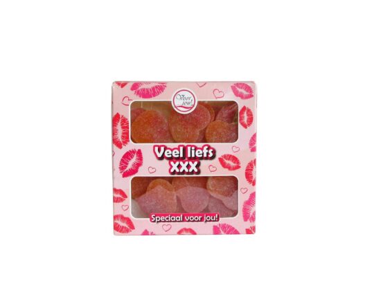 Veel liefs XXX snoephartjes heerlijke aanvulling voor jou fruitmand
