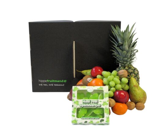 Fruitmand Opkikker Candy Groot met vers fruit, appelsap en Opkikkertjes snoep